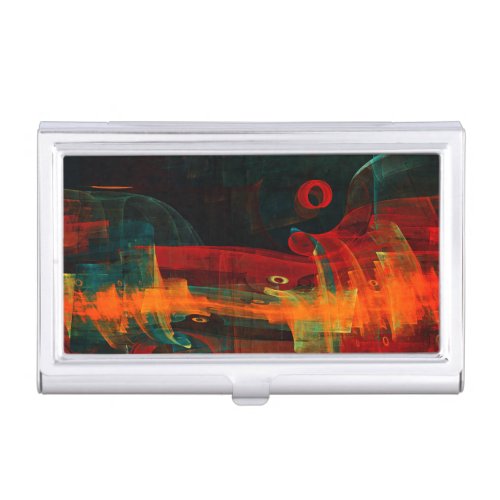 Water Orange Red Blue Modern Abstract Art Pattern Business Card Case