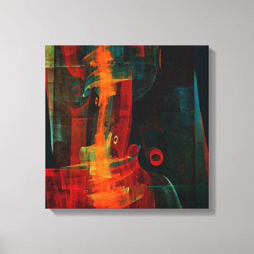 Water Orange Red Blue Modern Abstract Art Pattern Canvas Print