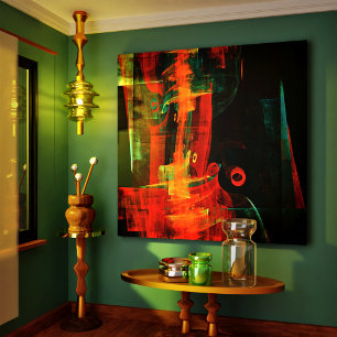 Water Orange Red Blue Modern Abstract Art Pattern Canvas Print