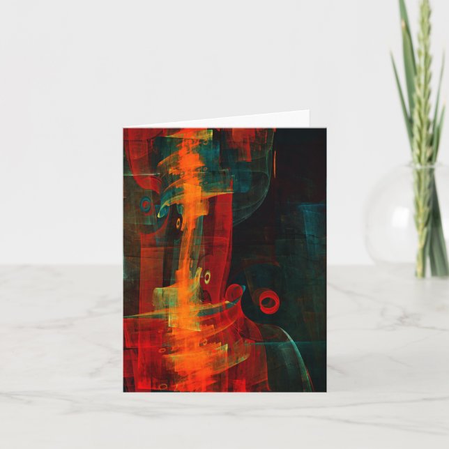 Water Orange Red Blue Modern Abstract Art Pattern Card (Front)