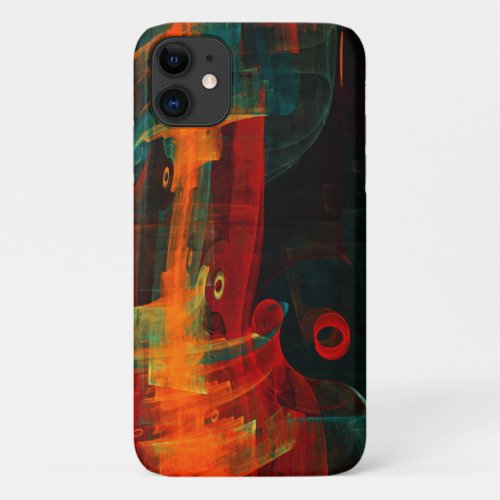 Water Orange Red Blue Modern Abstract Art Pattern iPhone 11 Case