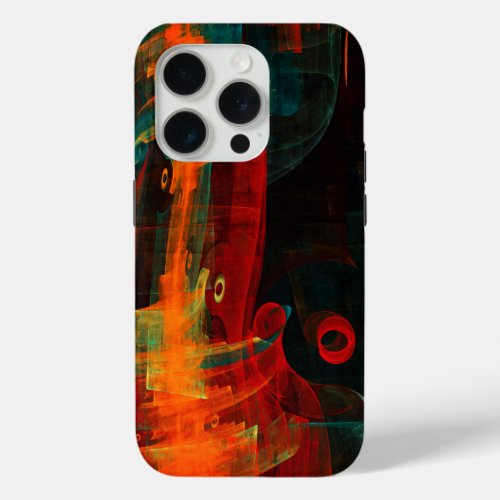 Water Orange Red Blue Modern Abstract Art Pattern iPhone 15 Pro Case