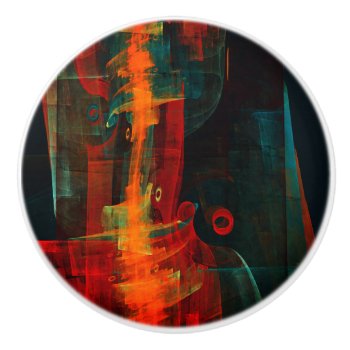 Water Orange Red Blue Modern Abstract Art Pattern Ceramic Knob by OniArts at Zazzle