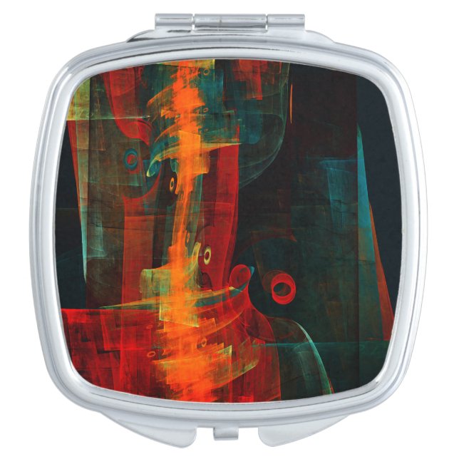 Water Orange Red Blue Modern Abstract Art Pattern Compact Mirror (Front)