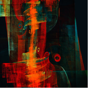 Water Orange Red Blue Modern Abstract Art Pattern Cutout