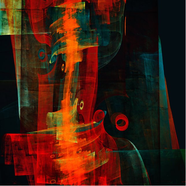 Water Orange Red Blue Modern Abstract Art Pattern Cutout (Front)