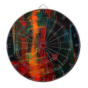 Water Orange Red Blue Modern Abstract Art Pattern Dart Board