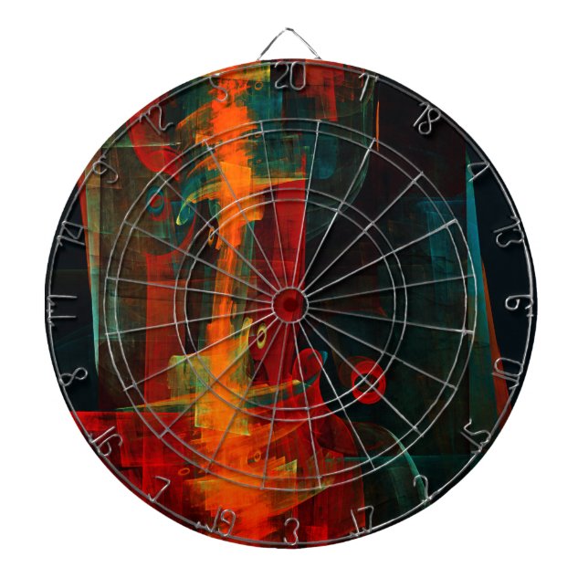 Water Orange Red Blue Modern Abstract Art Pattern Dart Board (Front)