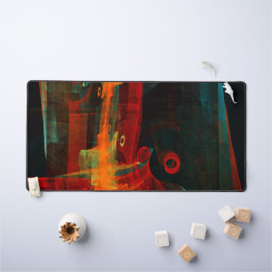 Water Orange Red Blue Modern Abstract Art Pattern Desk Mat