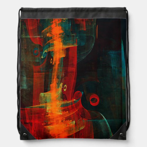 Water Orange Red Blue Modern Abstract Art Pattern Drawstring Bag