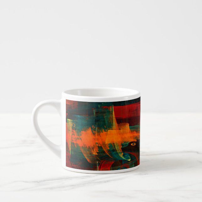 Water Orange Red Blue Modern Abstract Art Pattern Espresso Cup (Left)