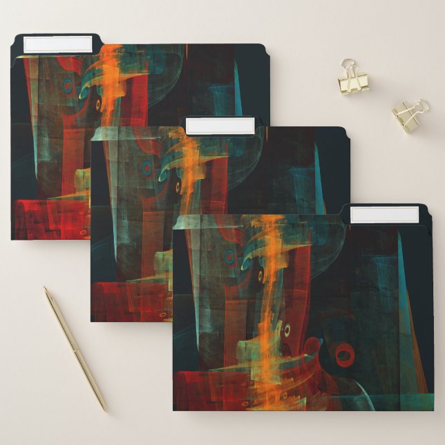 Water Orange Red Blue Modern Abstract Art Pattern File Folder (Set)