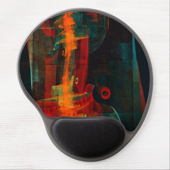 Water Orange Red Blue Modern Abstract Art Pattern Gel Mouse Pad by OniArts at Zazzle