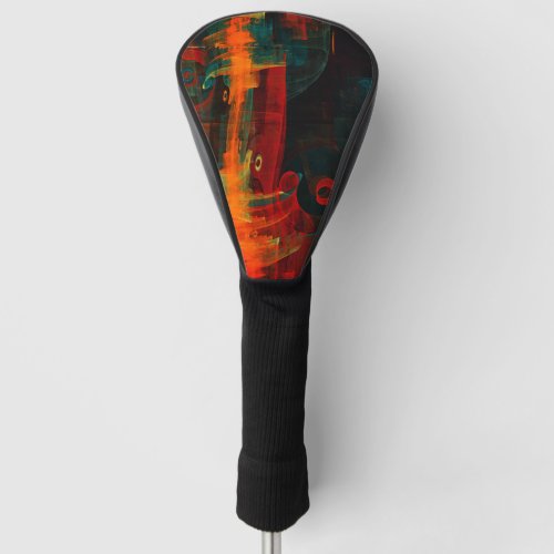 Water Orange Red Blue Modern Abstract Art Pattern Golf Head Cover