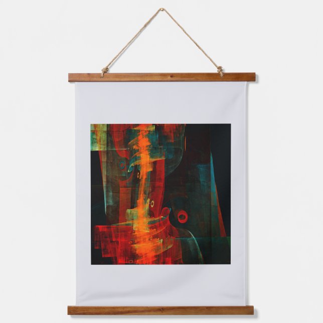 Water Orange Red Blue Modern Abstract Art Pattern Hanging Tapestry (Front)