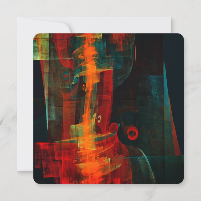 Water Orange Red Blue Modern Abstract Art Pattern Invitation (Front)