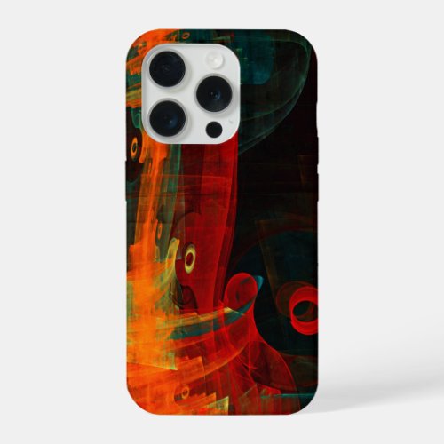 Water Orange Red Blue Modern Abstract Art Pattern iPhone 15 Pro Case