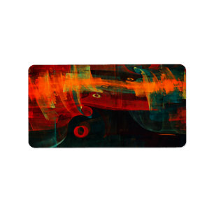 Water Orange Red Blue Modern Abstract Art Pattern Label