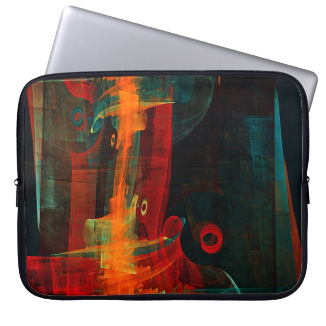 Water Orange Red Blue Modern Abstract Art Pattern Laptop Sleeve (Front)
