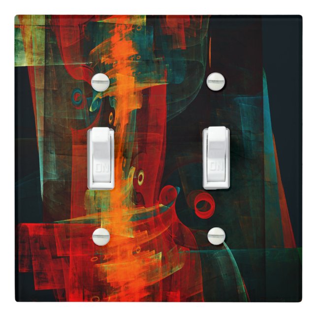 Water Orange Red Blue Modern Abstract Art Pattern Light Switch Cover (In Situ)