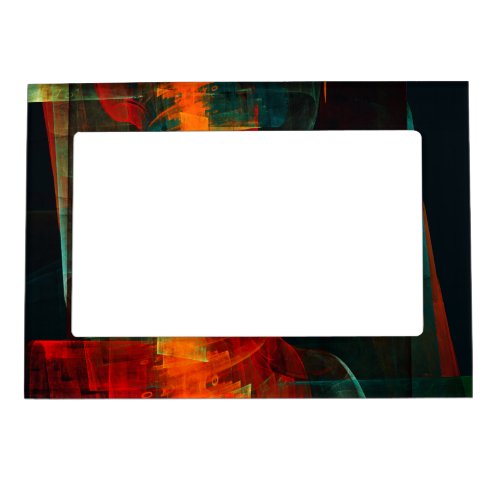 Water Orange Red Blue Modern Abstract Art Pattern Magnetic Frame