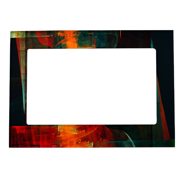 Water Orange Red Blue Modern Abstract Art Pattern Magnetic Frame (Front)