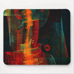 Water Orange Red Blue Modern Abstract Art Pattern Mouse Pad