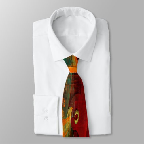 Water Orange Red Blue Modern Abstract Art Pattern Neck Tie