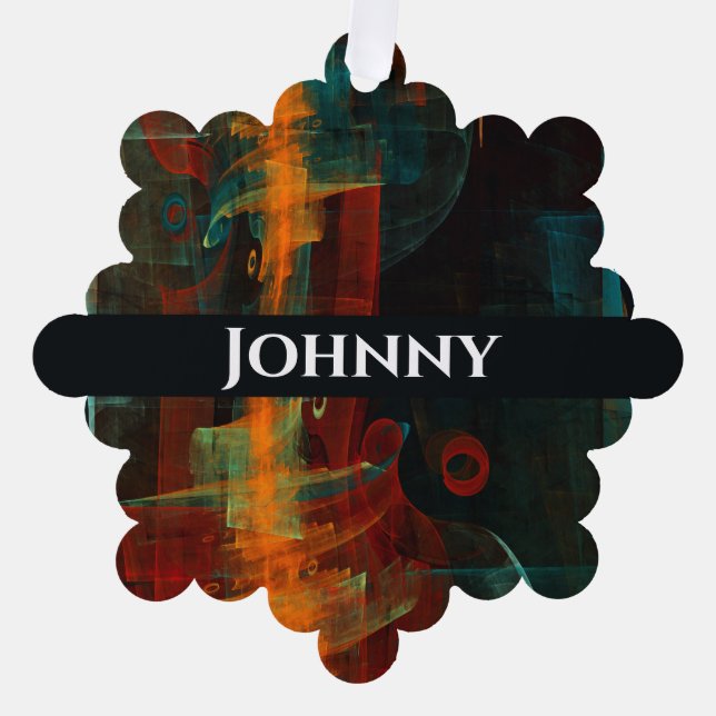 Water Orange Red Blue Modern Abstract Art Pattern Ornament Card (Front)