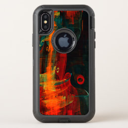 Water Orange Red Blue Modern Abstract Art Pattern OtterBox Defender iPhone X Case