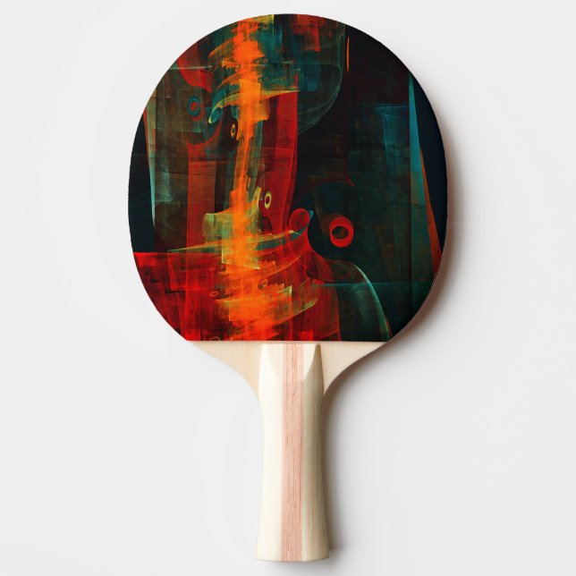 Water Orange Red Blue Modern Abstract Art Pattern Ping Pong Paddle (Front)