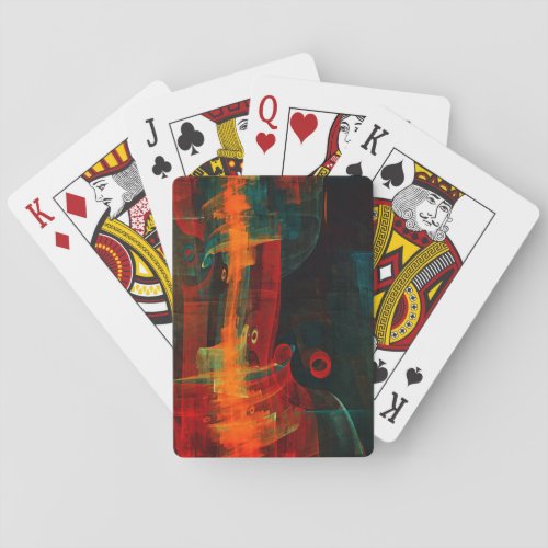 Water Orange Red Blue Modern Abstract Art Pattern Poker Cards