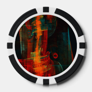 Water Orange Red Blue Modern Abstract Art Pattern Poker Chips