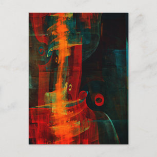 Water Orange Red Blue Modern Abstract Art Pattern Postcard