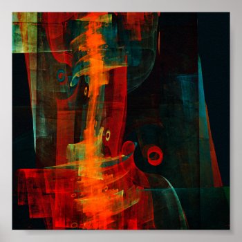 Water Orange Red Blue Modern Abstract Art Pattern Poster by OniArts at Zazzle