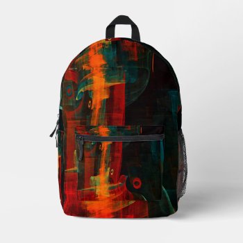 Water Orange Red Blue Modern Abstract Art Pattern Printed Backpack by OniArts at Zazzle