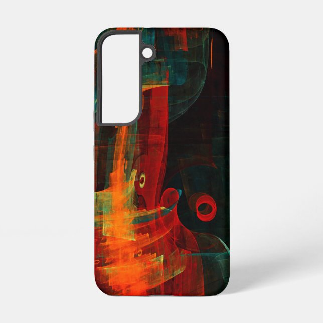 Water Orange Red Blue Modern Abstract Art Pattern Samsung Galaxy Case (Back)