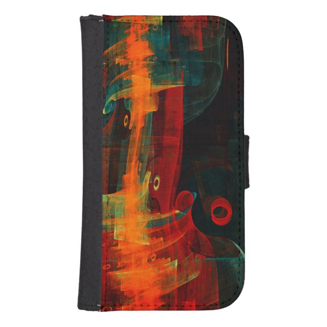 Water Orange Red Blue Modern Abstract Art Pattern Samsung Galaxy Wallet Case (Front)