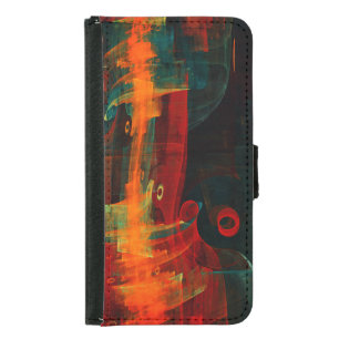 Water Orange Red Blue Modern Abstract Art Pattern Samsung Galaxy S5 Wallet Case
