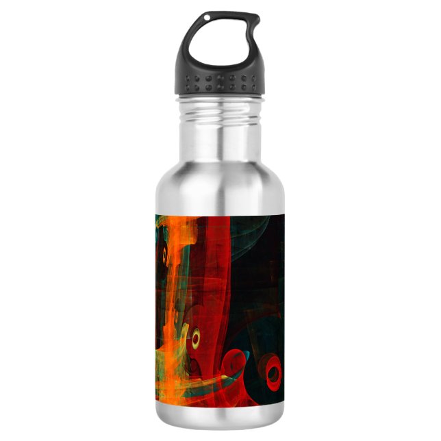 Water Orange Red Blue Modern Abstract Art Pattern Stainless Steel Water Bottle (Front)
