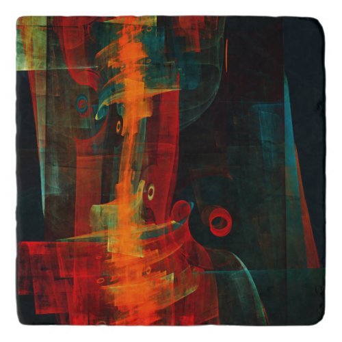 Water Orange Red Blue Modern Abstract Art Pattern Trivet