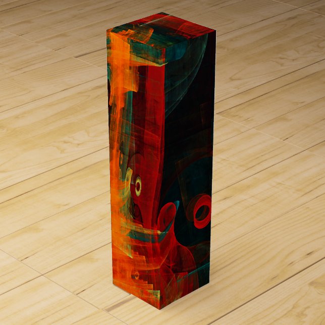 Water Orange Red Blue Modern Abstract Art Pattern Wine Box (Front)