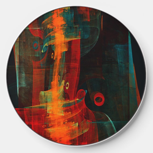 Water Orange Red Blue Modern Abstract Art Pattern Wireless Charger (Front)