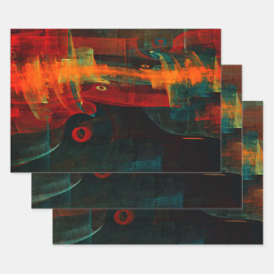 Water Orange Red Blue Modern Abstract Art Pattern Wrapping Paper Sheets