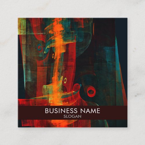 Water Orange Red Blue Modern Abstract Professional Square Business Card