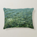 Water over Sea Grass I Blue and Green Nature Photo Decorative Pillow