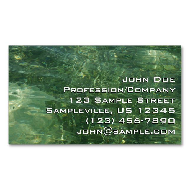 Water over Sea Grass II (Blue and Green) Photo Business Card Magnet (Front)
