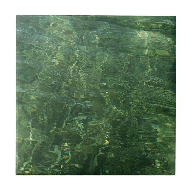 Water over Sea Grass II (Blue and Green) Photo Ceramic Tile (Front)