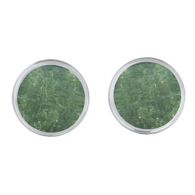 Water over Sea Grass II (Blue and Green) Photo Cufflinks (Front)