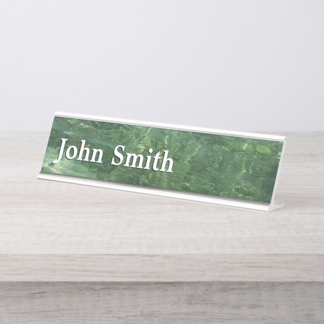 Water over Sea Grass II (Blue and Green) Photo Desk Name Plate (Front)